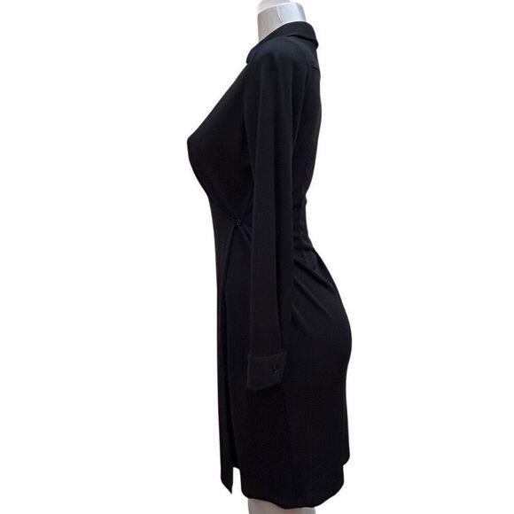 Lauren Ralph Lauren Wrap Dress Womens P/S Black Long Sleeve Side Button Collared - Picture 7 of 13